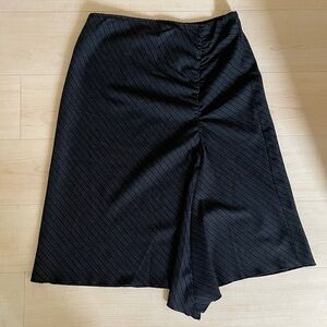90’s pinstripe asymmetrical midi skirt
